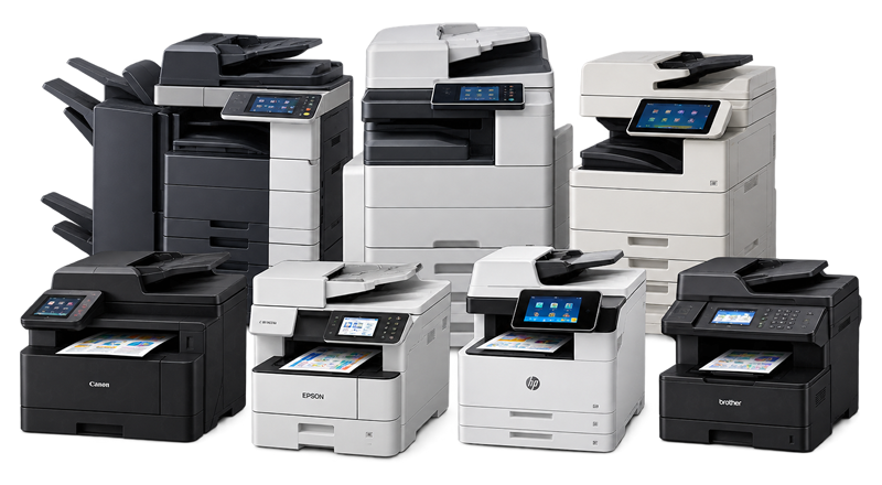 Canon multifunction copiers and office equipment lineup, freshly delivered and wrapped for installation